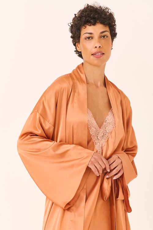 Robe Longo Cetim Dourado