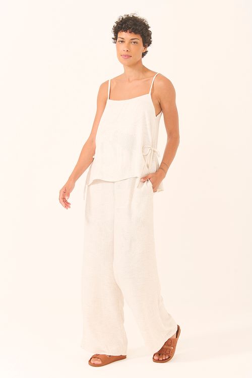 Conjunto Pantalona Alcinha Jacquard Cru