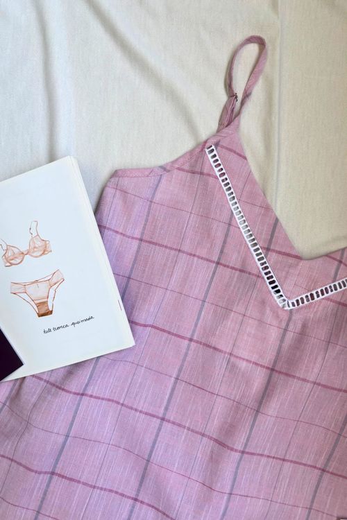 Pijama Curto Passamanaria Xadrez Rosa/Mescla