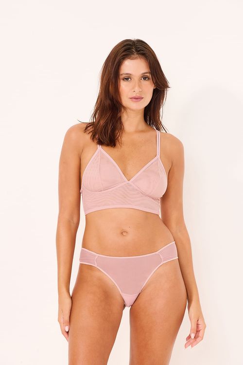 Kit 3 Calcinhas Média Tule Preto, Chocolate e Rosa Pele