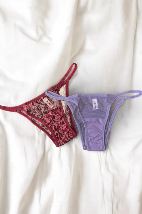 Kit 2 Calcinhas Tanga Tule Camaleão e Lilás Imperatriz