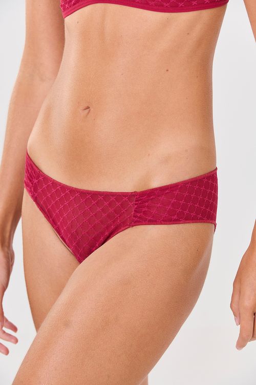 Calcinha Média Tule Laços Carmin