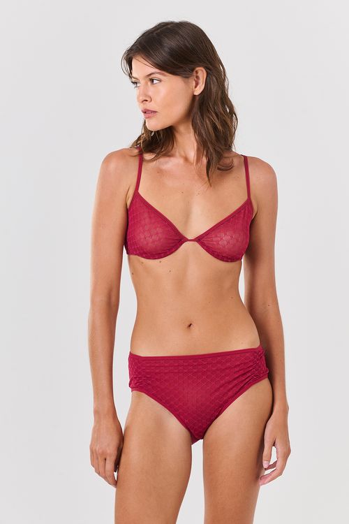 Calcinha Boxer Tule Laços Carmin