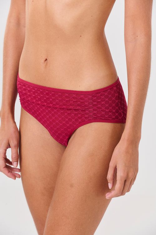 Calcinha Boxer Tule Laços Carmin