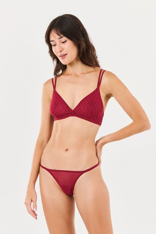 Sutiã Top Tiras Tule Laços Carmin