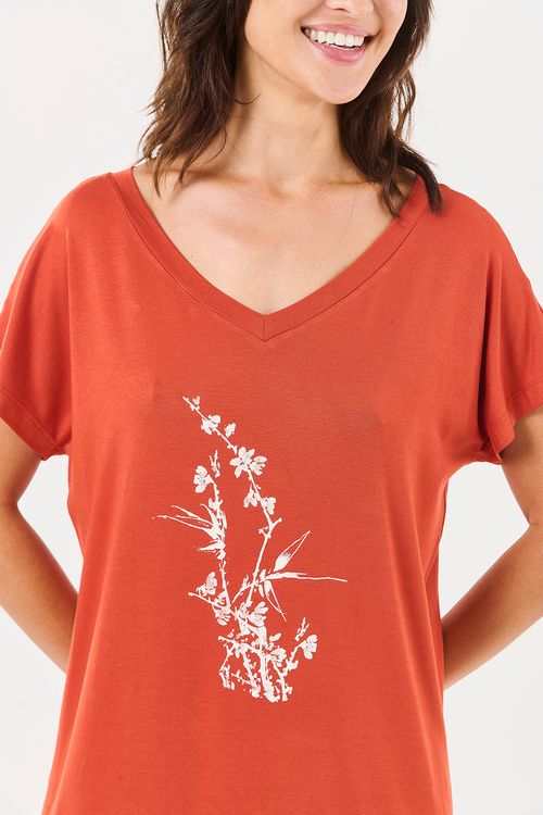 Camisola Camisetão Silk Flor Cúrcuma