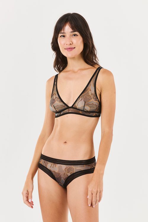 Calcinha Média Tule/Renda Porcelana Esmeralda