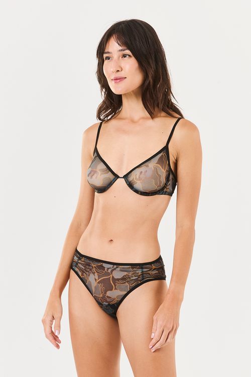 Calcinha Boxer Tule Porcelana Esmeralda