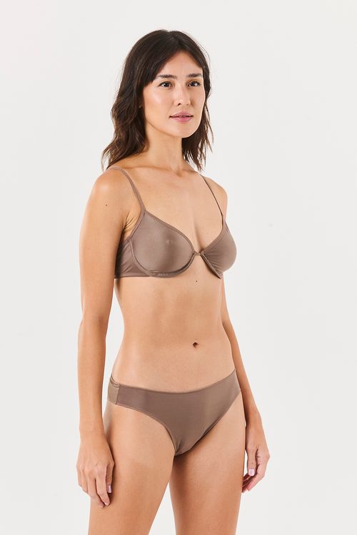 Calcinha Média Poliamida Castanho