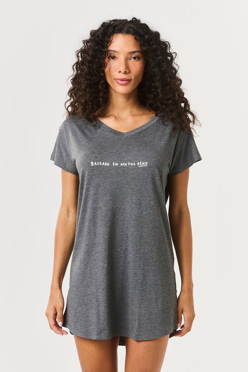 Camisola Camisetão Baseado Em Afetos Mescla Escuro