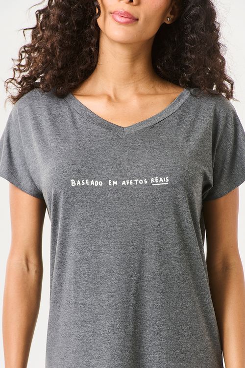 Camisola Camisetão Baseado Em Afetos Mescla Escuro