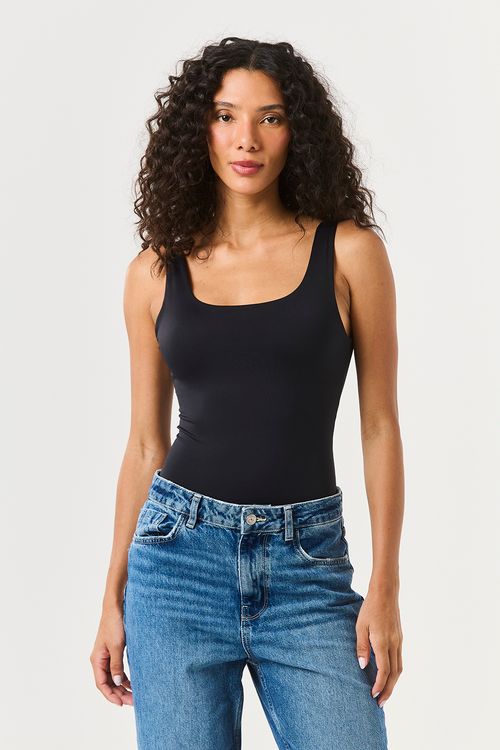 Body Decote Quadrado Preto