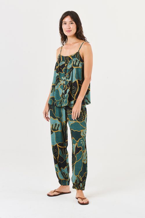 Conjunto Longo Alcinha Botões Porcelana Dourada