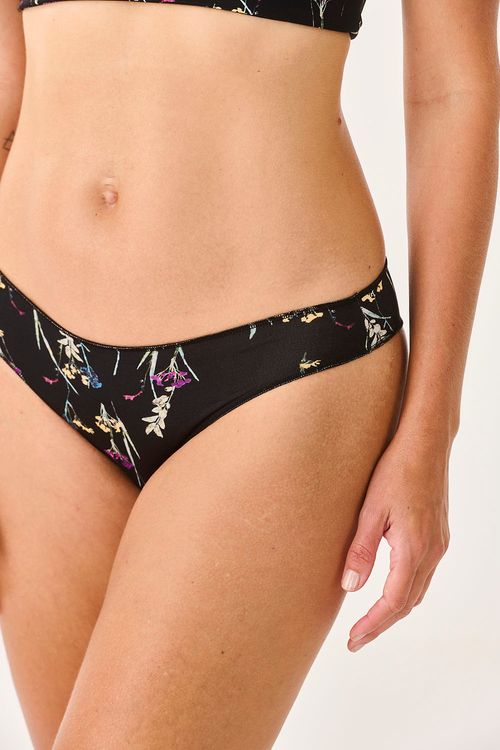 Calcinha Média Ikebana Preto Microfibra