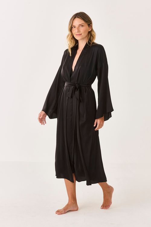 Robe Longo Cetim Preto