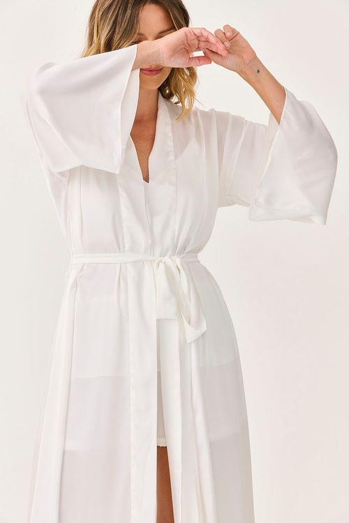 Robe Longo Cetim Off White
